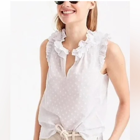 J. Crew Tops - J.CREW Swiss dot ruffle top